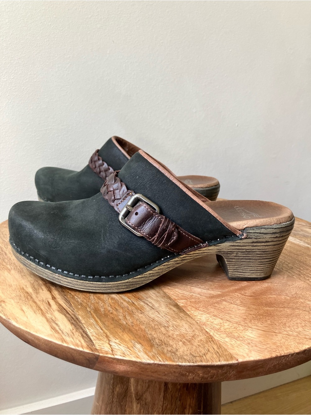Dansko | Melanie Suede Western Braided Leather Strap Heeled Mule